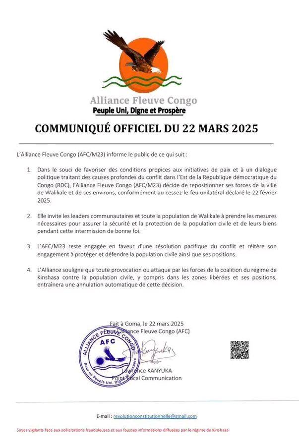 17426468361174012986400318356914 RDC : L'AFC-M23 se retire de Walikale centre pour des raisons personnelles , Voici les pourquoi