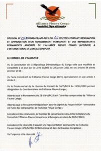 AFC/M23 s’installe officiellement à l’international Blog génie RDC-M23 : Nominations des plusieurs nouveaux dirigeants au sein du M23- Voici pourquoi l’AFC/M23 envoie maintenant des représentants dans le monde entier ce 7 mai